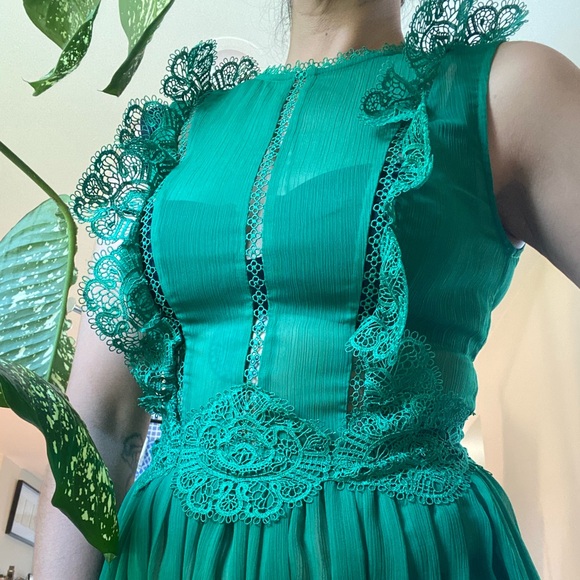 Elegant Green Lace Ted Baker Dress Size 0 - Picture 8 of 8